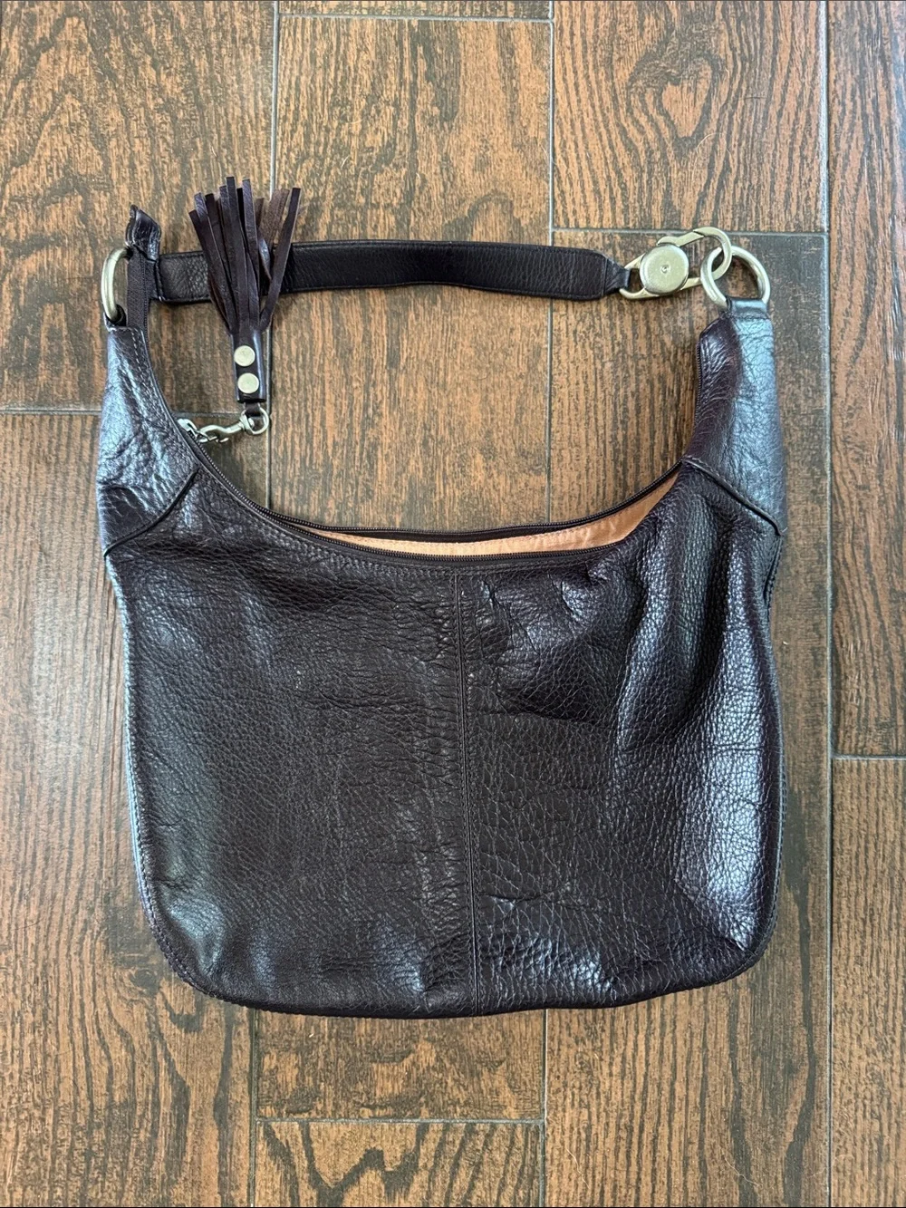 HOBO Deep Brown Leather Hobo with Tassel Detail - Picture 7 of 7